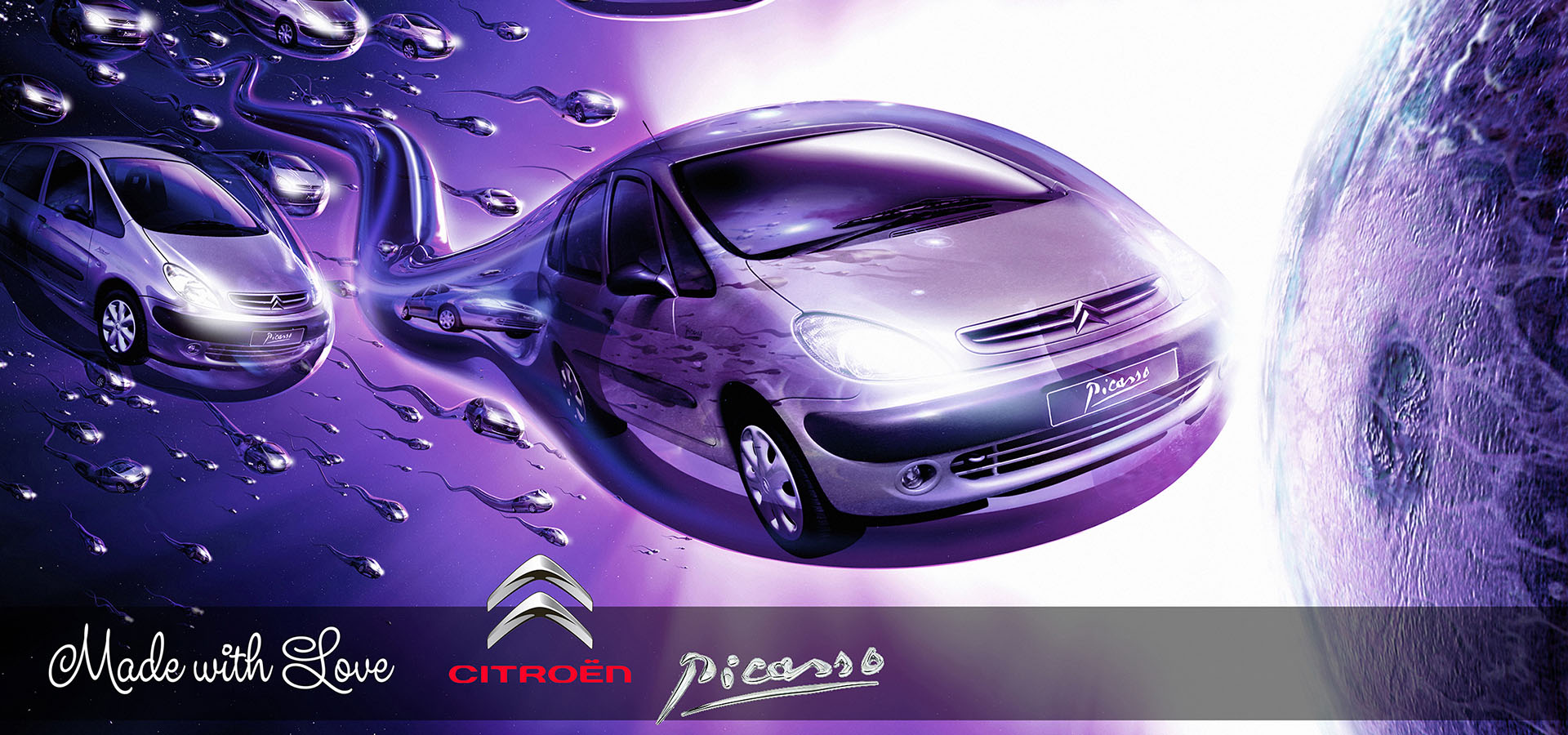 Citroën Picasso Campaign Made with love key visual illustration.