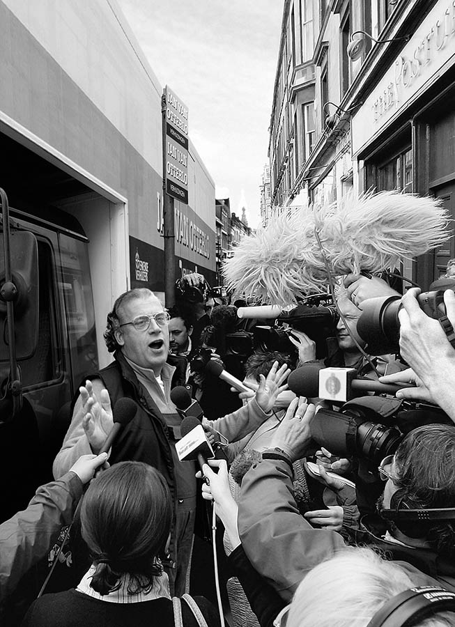 Press interview Jan van Otterlo talking to the press illustration. Photography -Photo manipulations