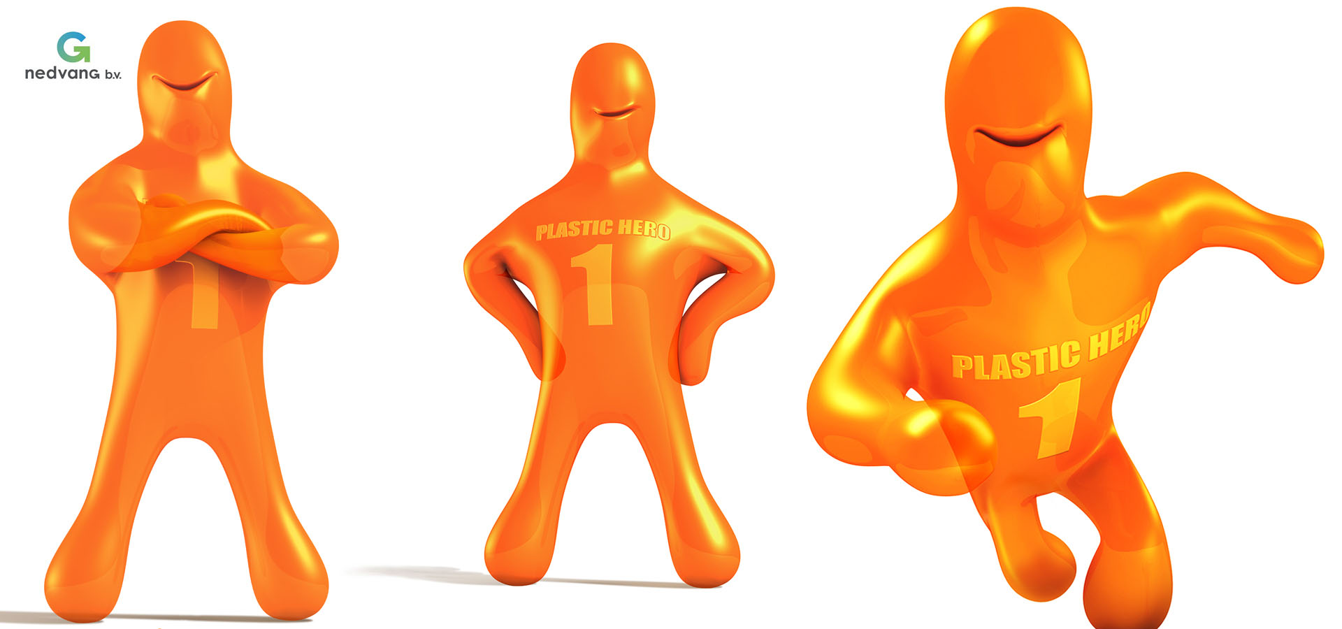 Nedvang Plastic Hero iconic brand character illustration. Campaign Recycling Plastic