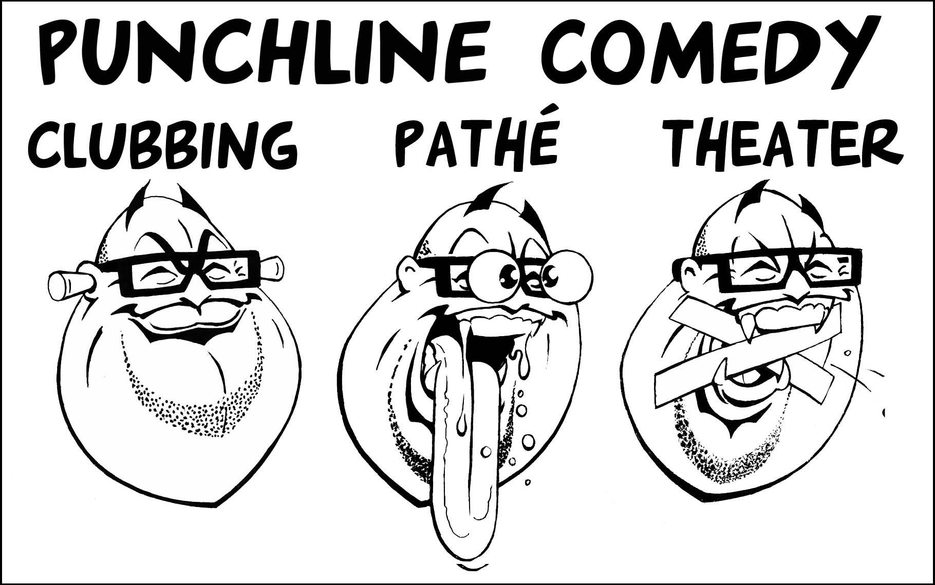 comedy club 2d illustration stylistic style ink on paper.