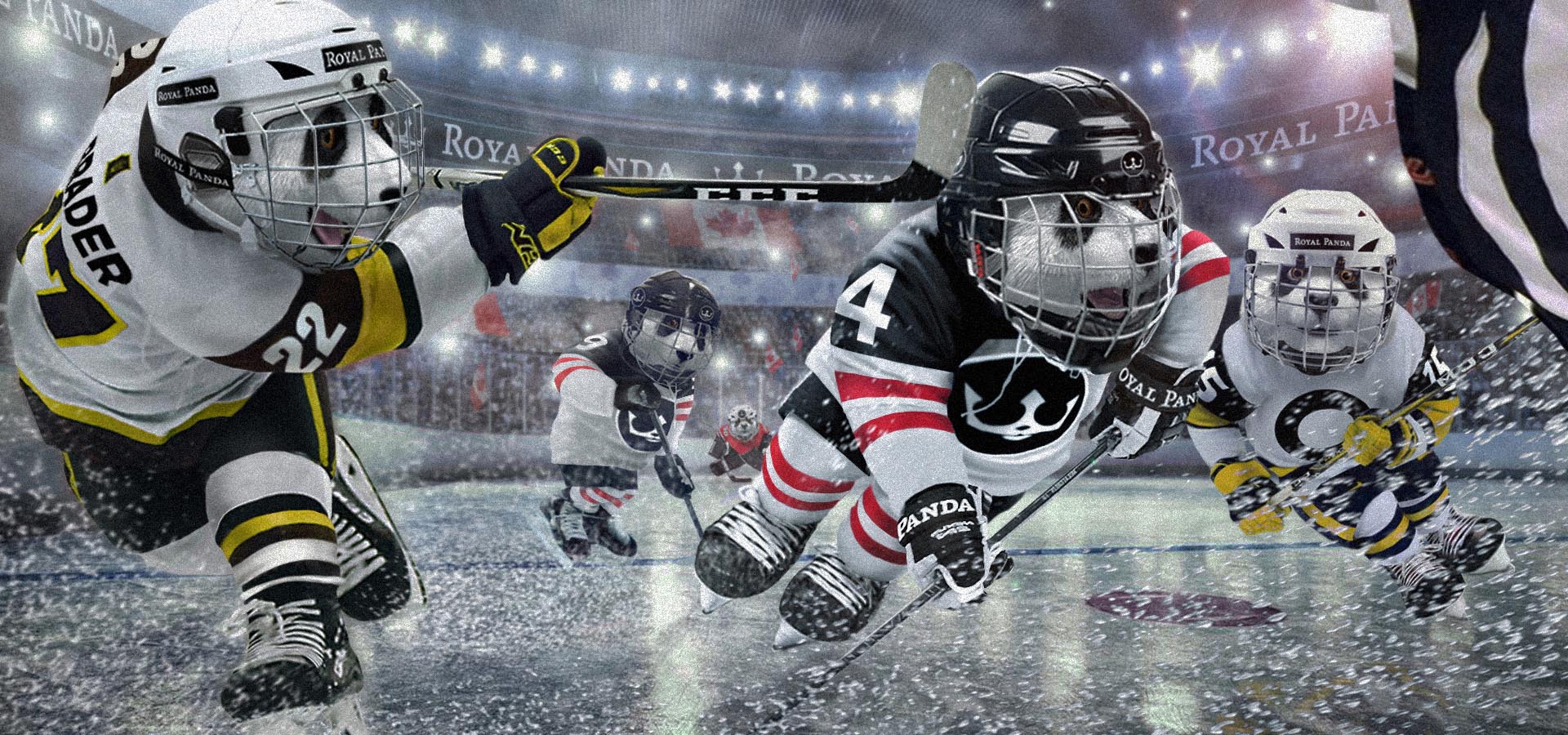 royal panda sports ice hockey 3d illustration cartoon panda character design - portfolio willem brader.